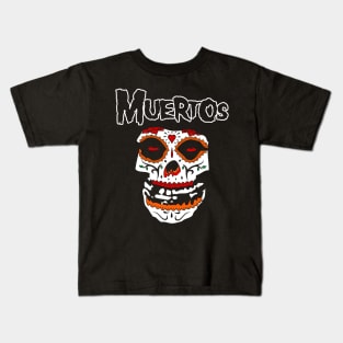 Muertos Day of The Dead Halloween Sugar Skulls Punk Rock Band Logo Kids T-Shirt